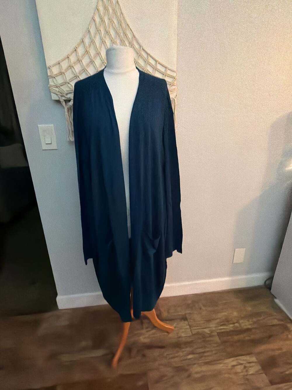 Universal Standard Open Front Long Duster Cardigan in Navy